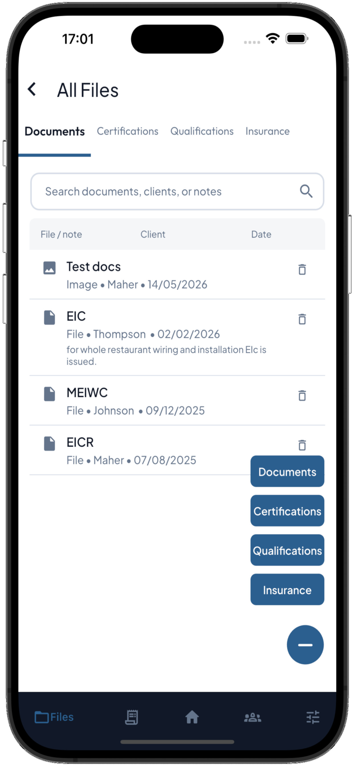 Virgol files page on iPhone