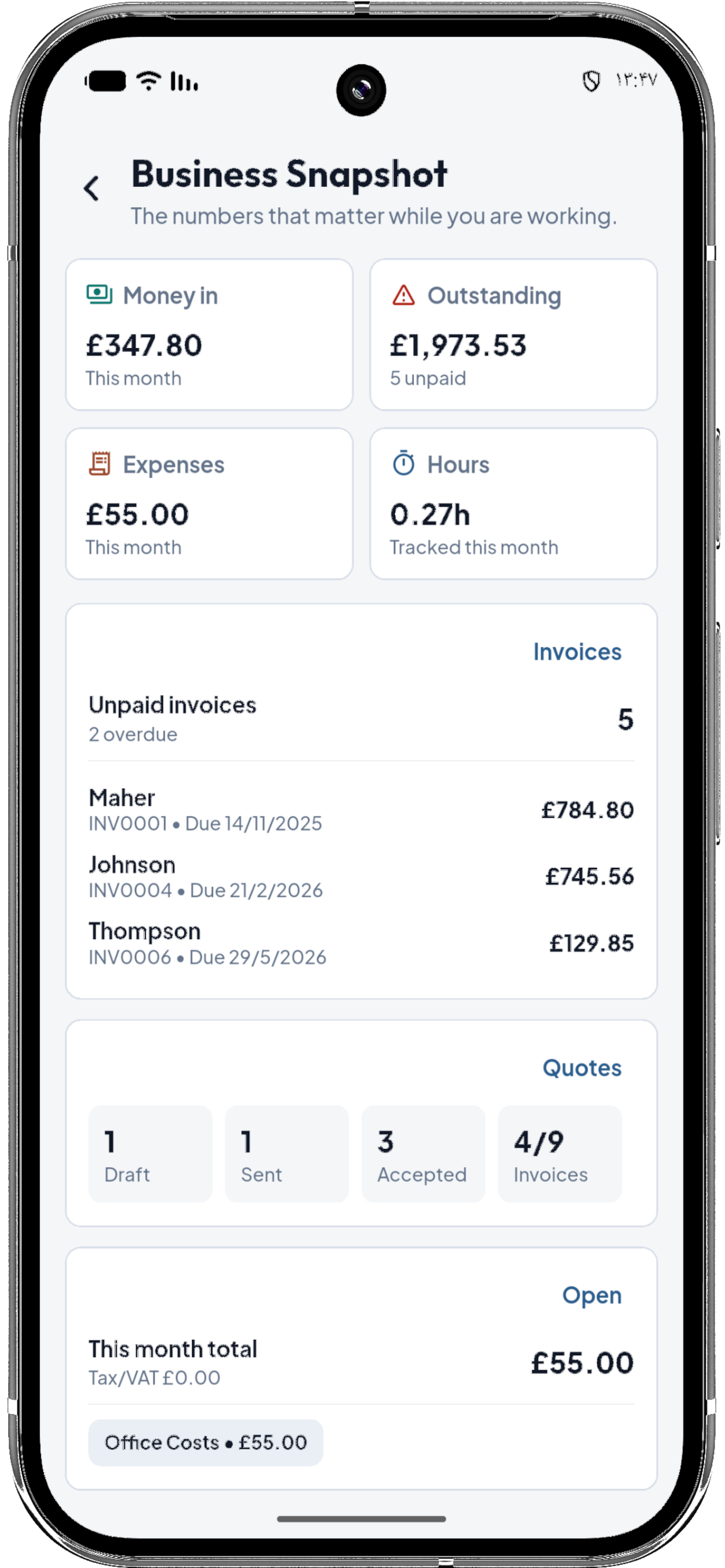 Virgol business snapshot on phone